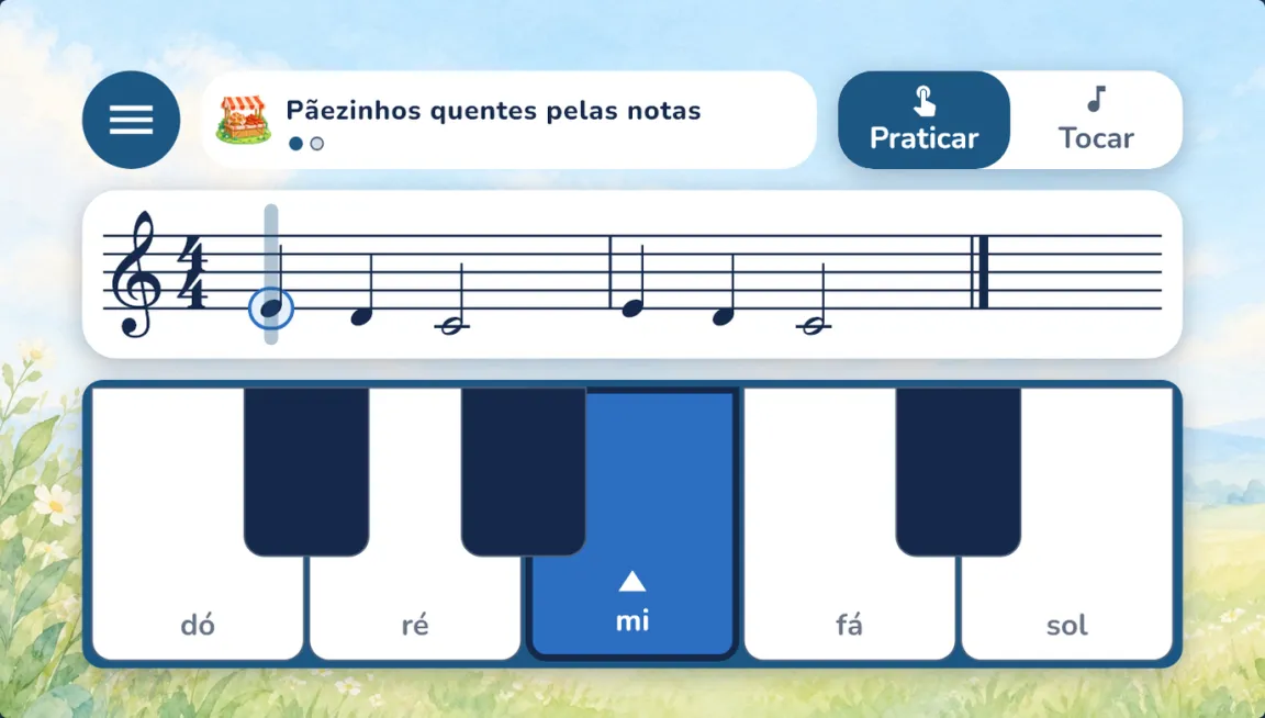 Praticando uma música conhecida no app